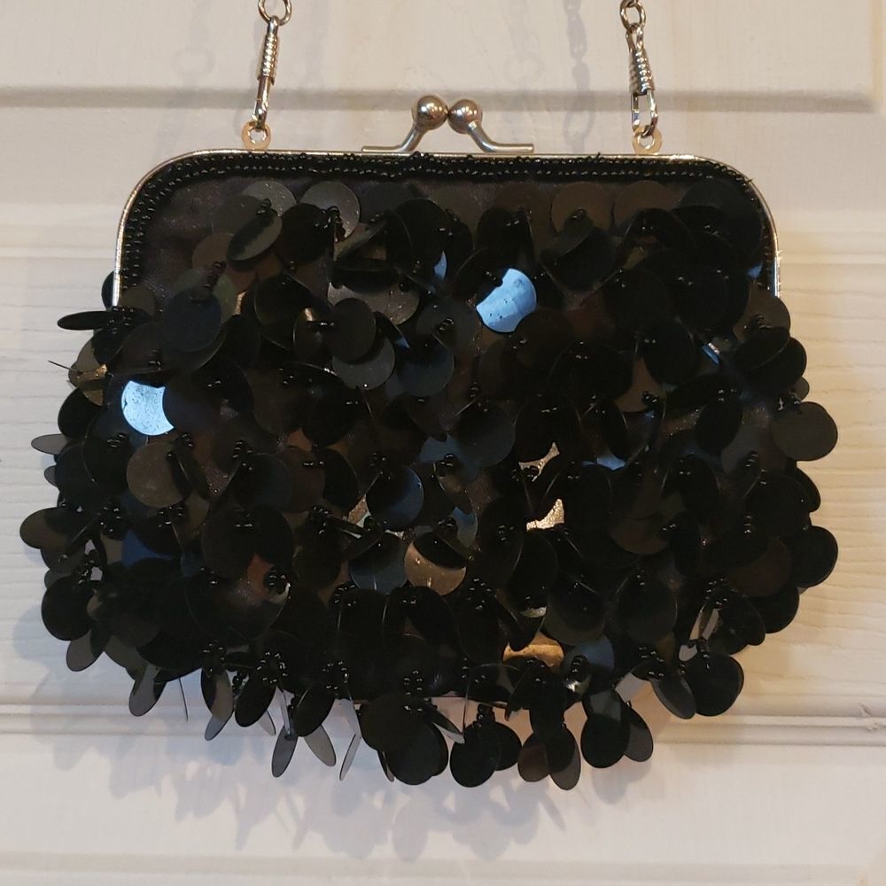 Bijoux Terner Black Sequin Designer Evening Purse - image 2